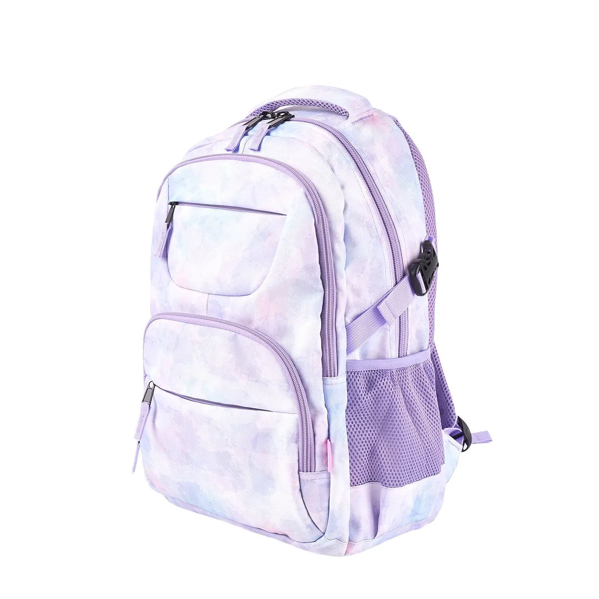 Tottus 360 Teenager  School & College Backpack Navy Purple Splash Design – Water Resistant, D-Hooks, Ergonomic Padded Back