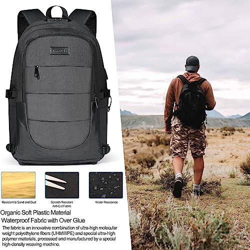 Tzowla Anti-Theft Laptop Travel Backpack – USB Charging & Headphone Port, Water-Resistant (Fits 15.6”–17.3”)